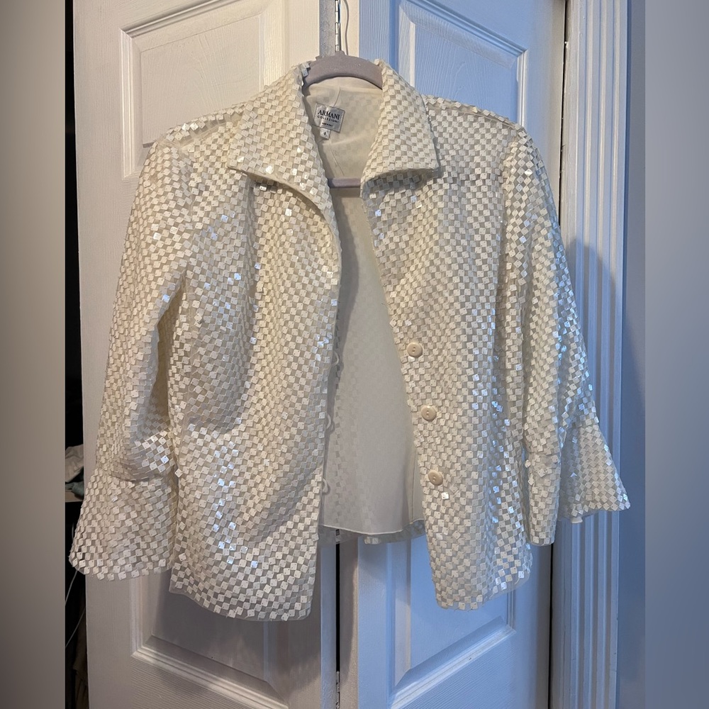 Armani Collezioni Vintage Italian Sequin white jacket